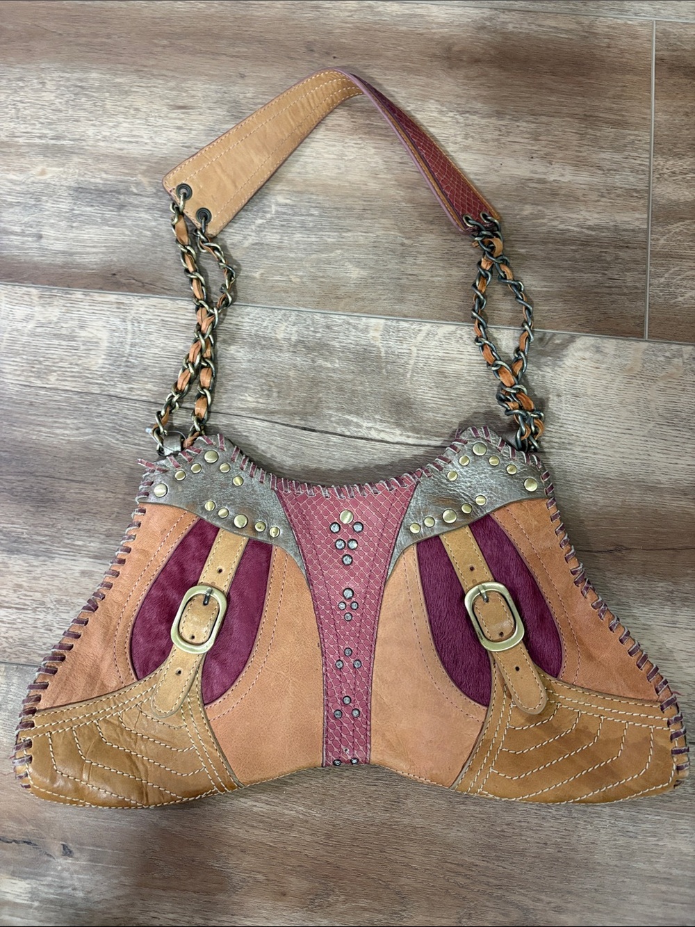 Sharif Studio Handcrafted Multi-Color Leather Shoulder Bag